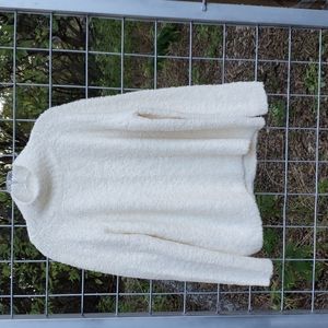 NWT loft ivory mockneck wool blend boucle swtr L